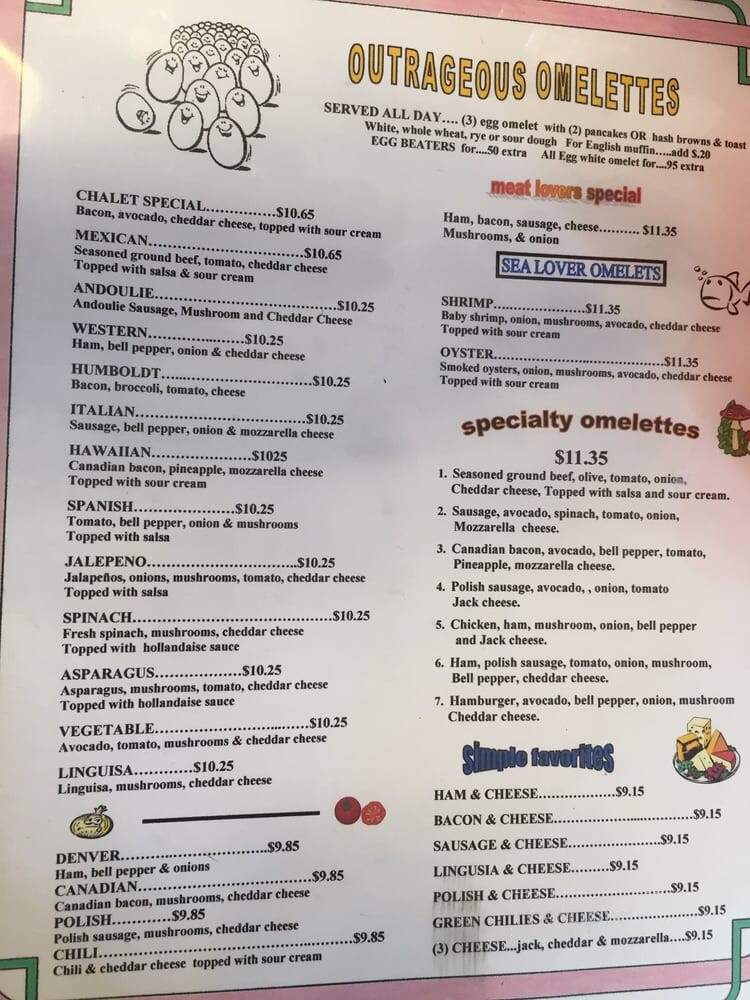 Chalet House Of Omelettes - Eureka, CA menu_pic