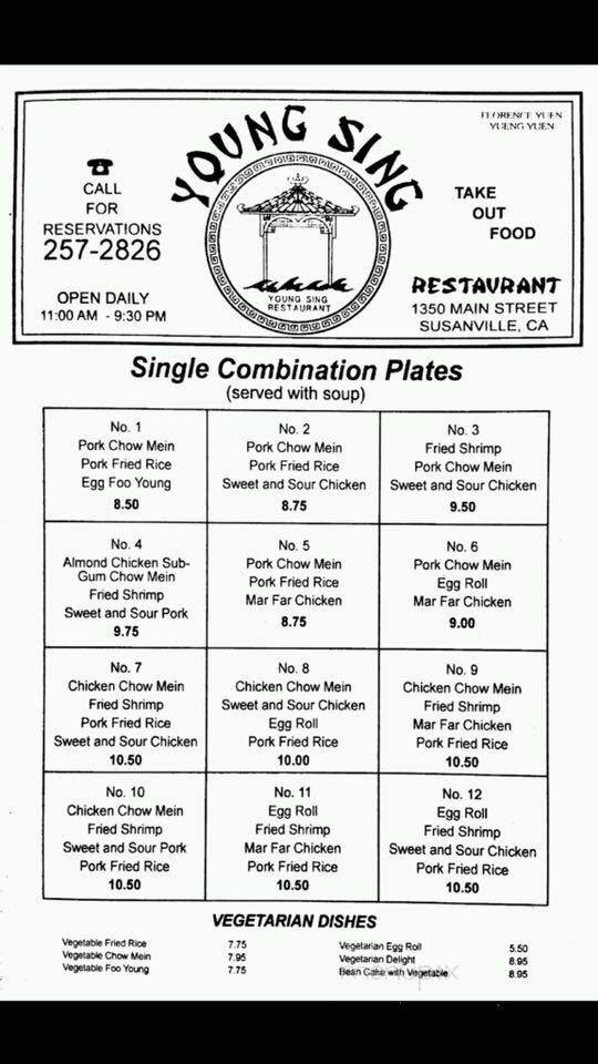 Young Sing Restaurant - Susanville, CA menu_pic