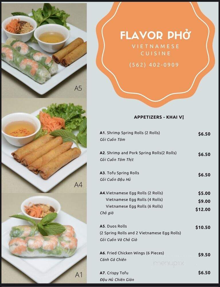 Flavor Pho - Cerritos, CA menu_pic