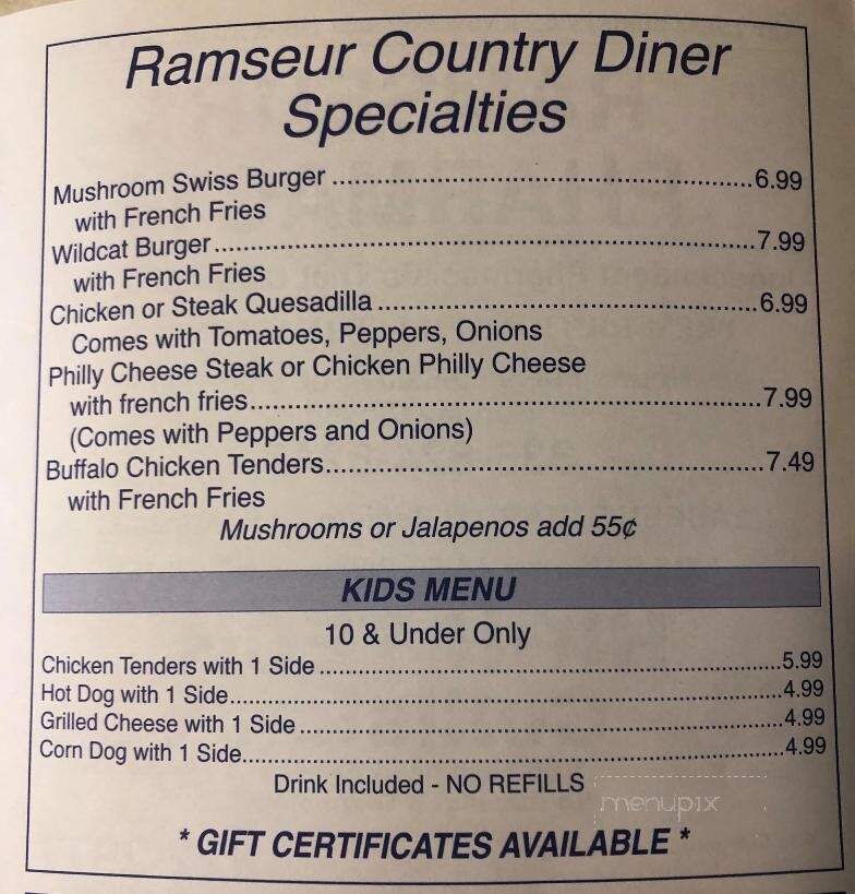 Amelias Country Diner - Ramseur, NC menu_pic
