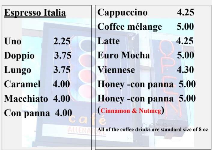 Cafe Allenatore - Marquette, MI menu_pic