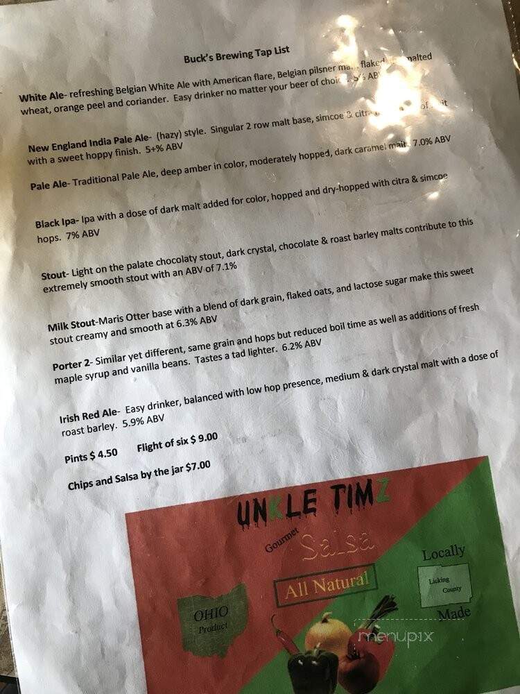 Buck's Brewing - Newark, OH menu_pic