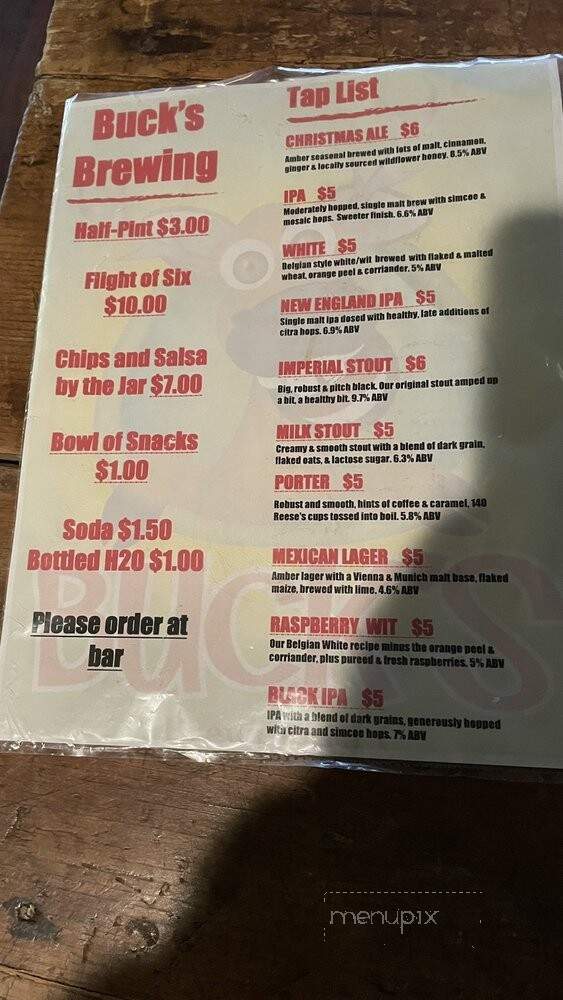 Buck's Brewing - Newark, OH menu_pic