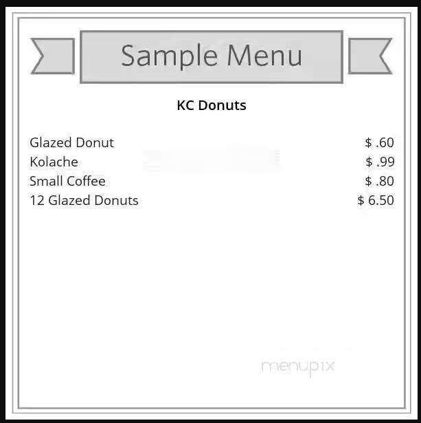 K C Donuts - Fort Worth, TX menu_pic