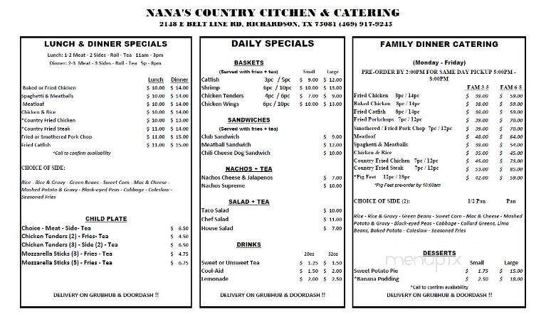 Nana's Country Citchen & Catering - Richardson, TX menu_pic