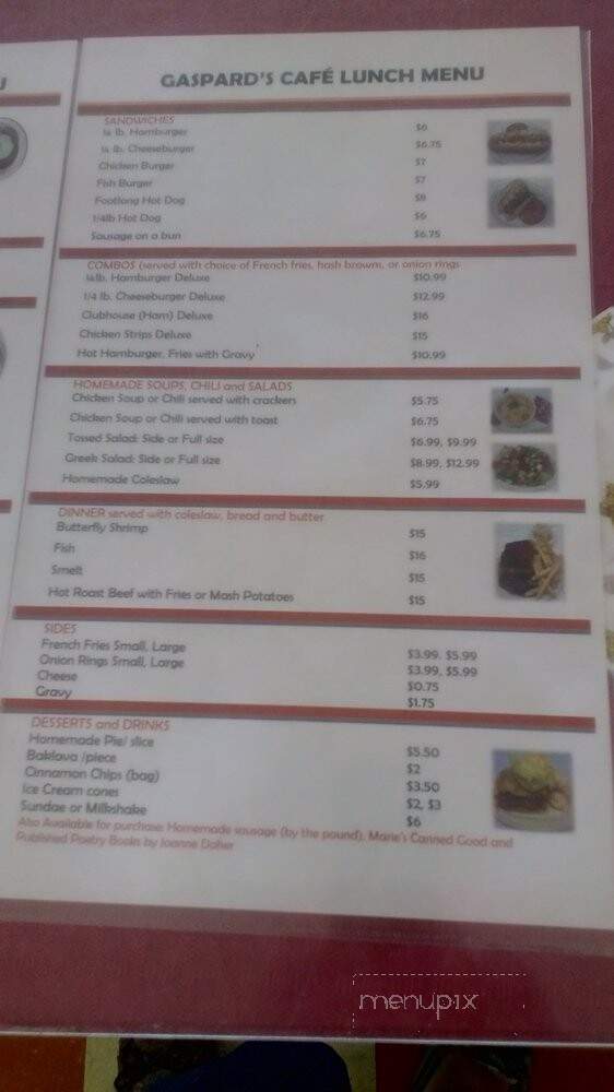 Gaspard's Cafe - Leamington, ON menu_pic
