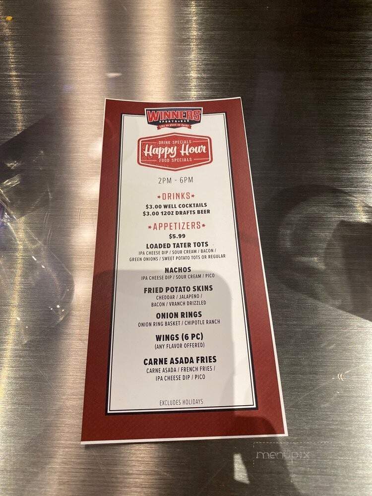 Winners Sports Bar - Glendale, AZ menu_pic