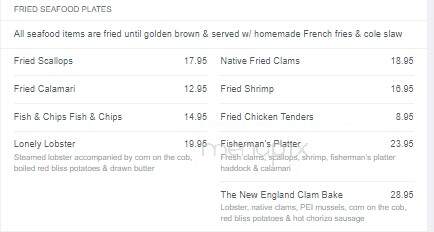 The Blacksmith Shop Restaurant - Rockport, MA menu_pic