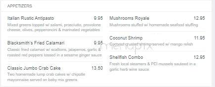The Blacksmith Shop Restaurant - Rockport, MA menu_pic