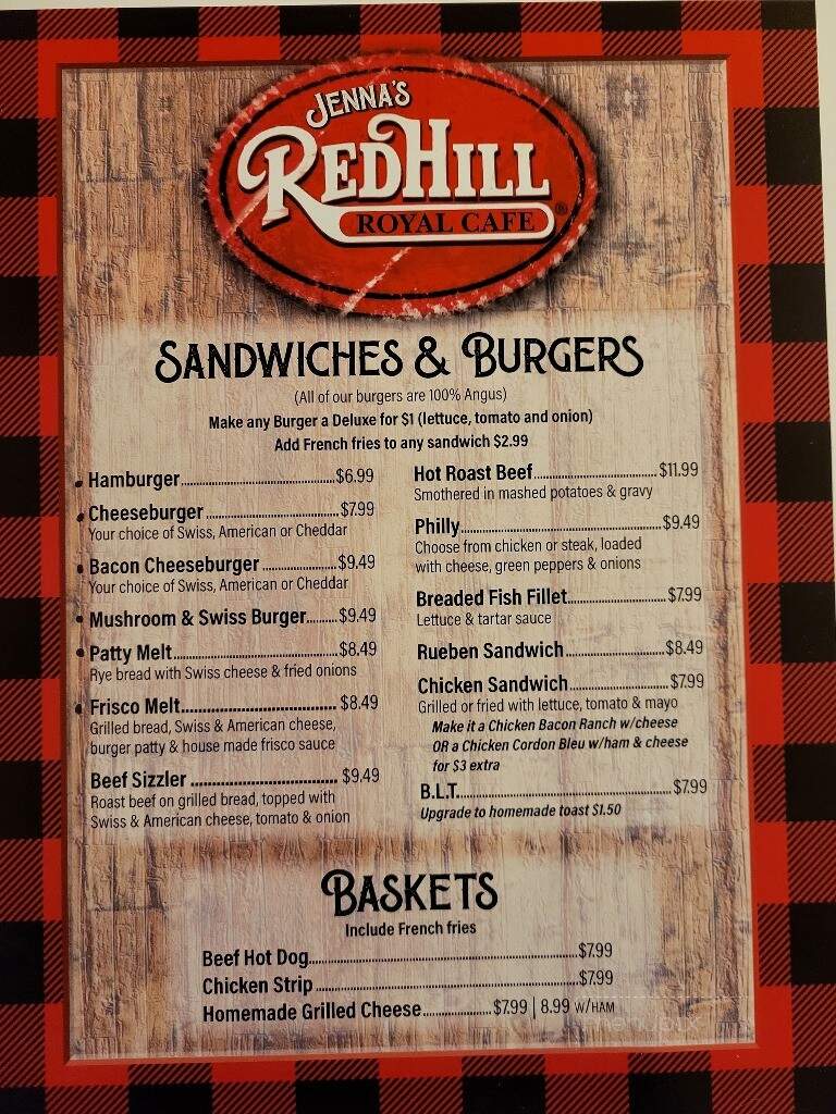 Red Hill Royal Cafe - Coloma, WI menu_pic