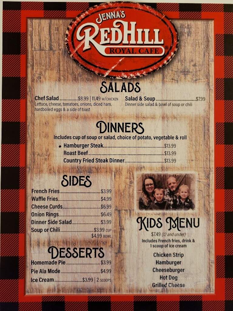 Red Hill Royal Cafe - Coloma, WI menu_pic