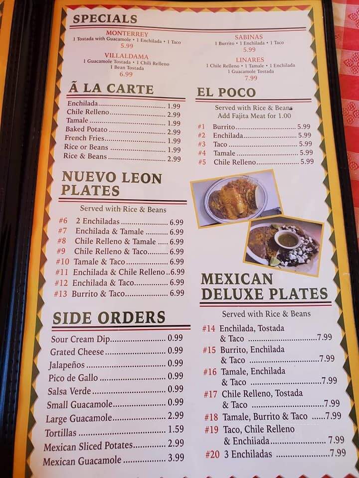 Nuevo Leon - Hobart, OK menu_pic