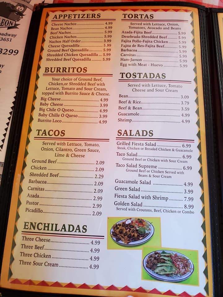 Nuevo Leon - Hobart, OK menu_pic