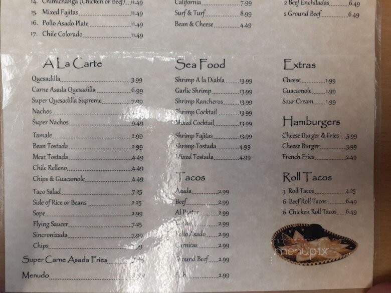 Villa's Mexican Food - Merced, CA menu_pic