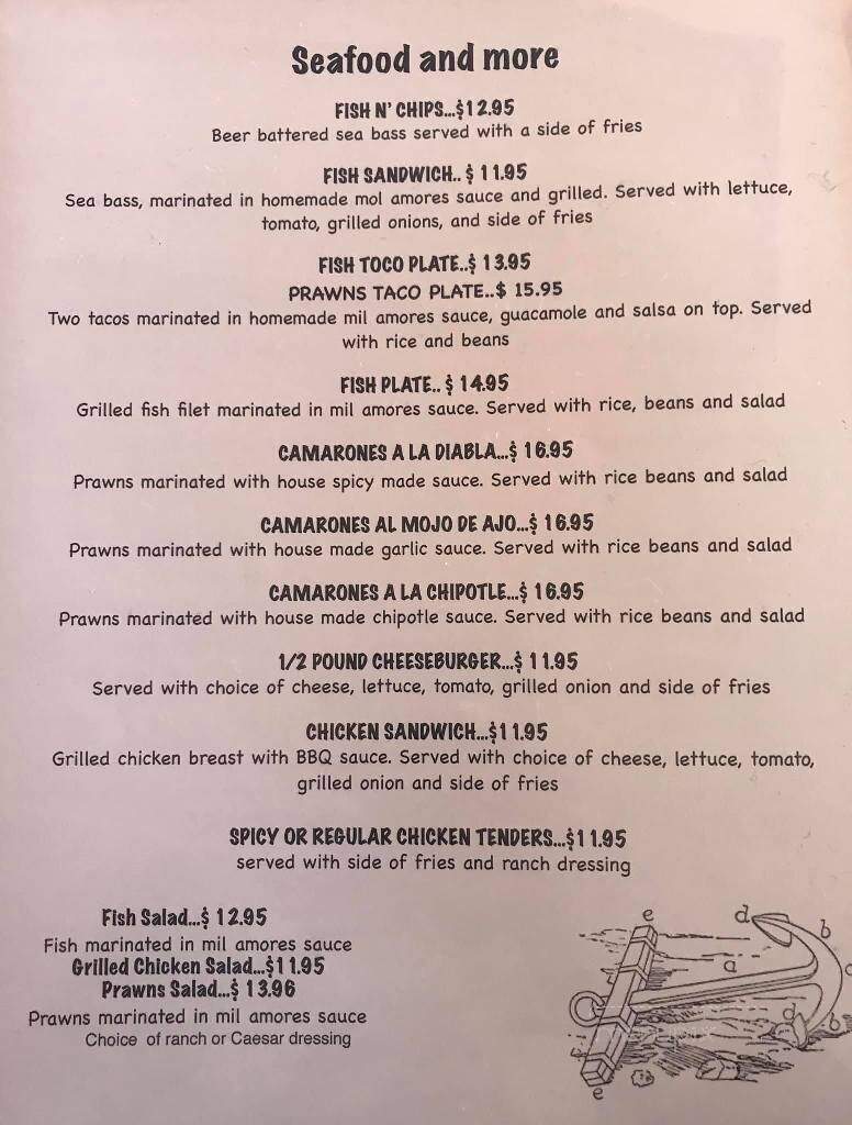 Pirate's Cove - Point Arena, CA menu_pic