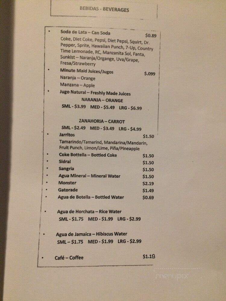Taqueria Los Naranjos - Zion, IL menu_pic