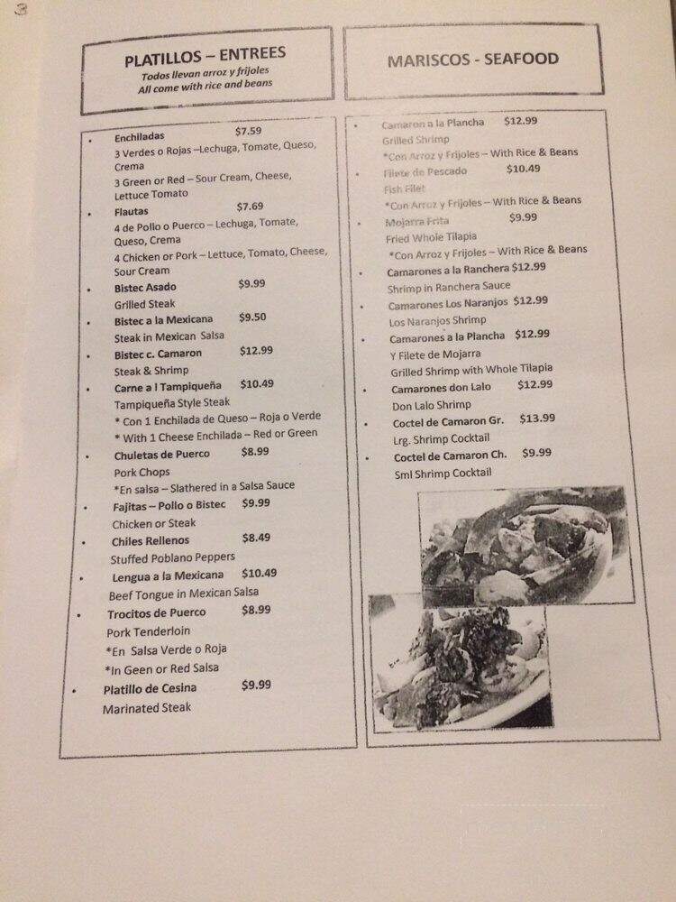 Taqueria Los Naranjos - Zion, IL menu_pic
