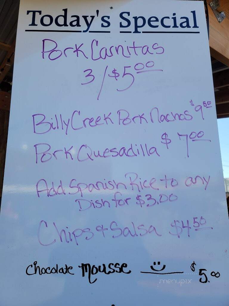 Establishment - Grangeville, ID menu_pic