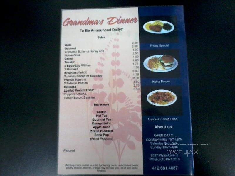 Grandma B's Cafe - Pittsburgh, PA menu_pic