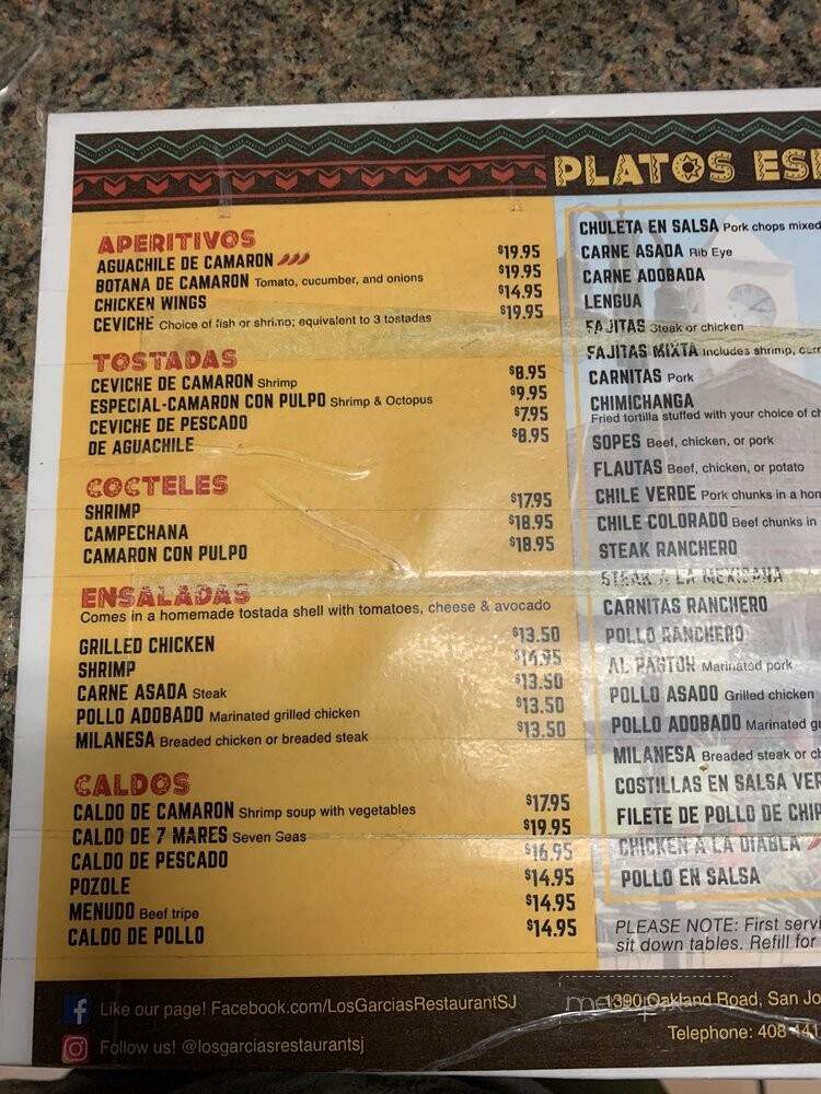 Garcia's Taqueria & Cantina - San Jose, CA menu_pic