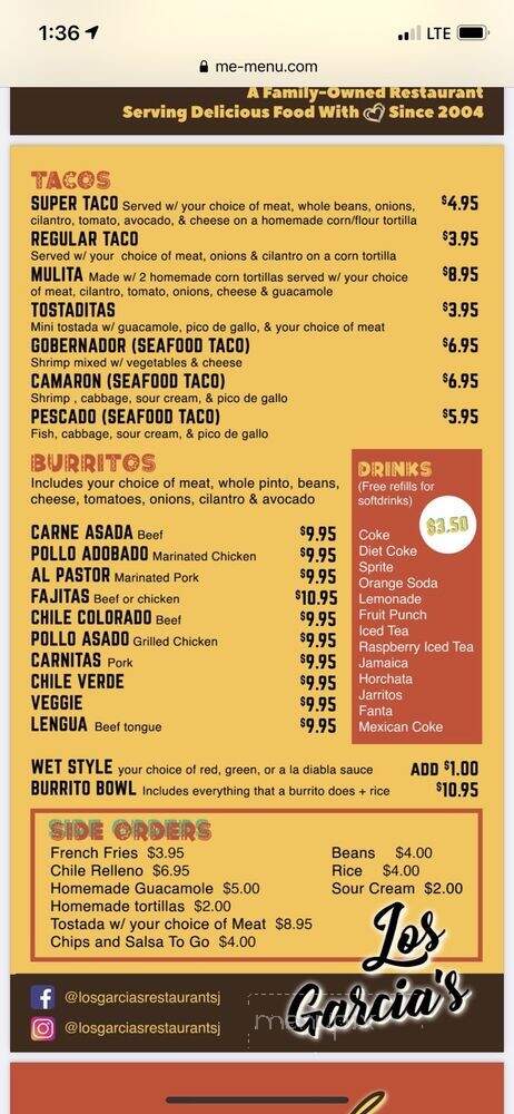 Garcia's Taqueria & Cantina - San Jose, CA menu_pic