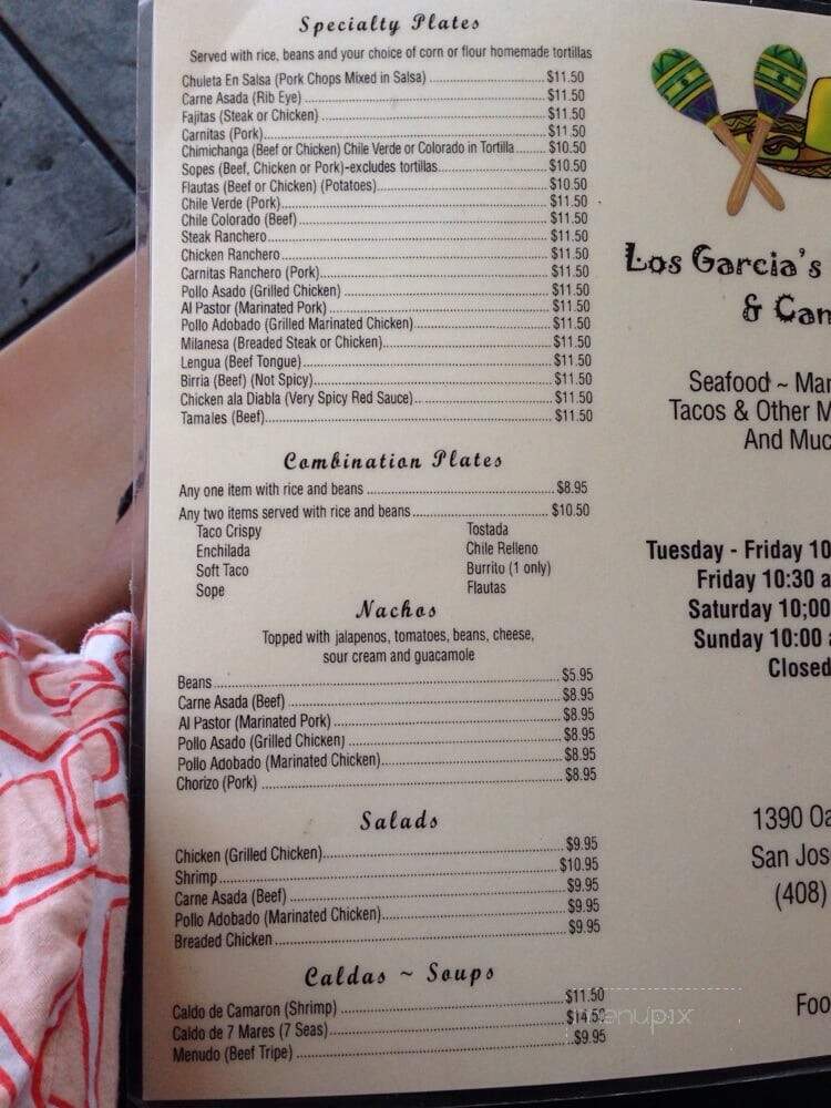 Garcia's Taqueria & Cantina - San Jose, CA menu_pic