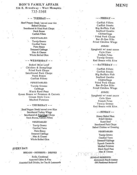 Family Affair - West Memphis, AR menu_pic