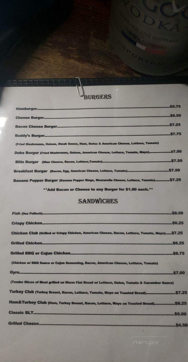 My Buddy's Place - Avonmore, PA menu_pic