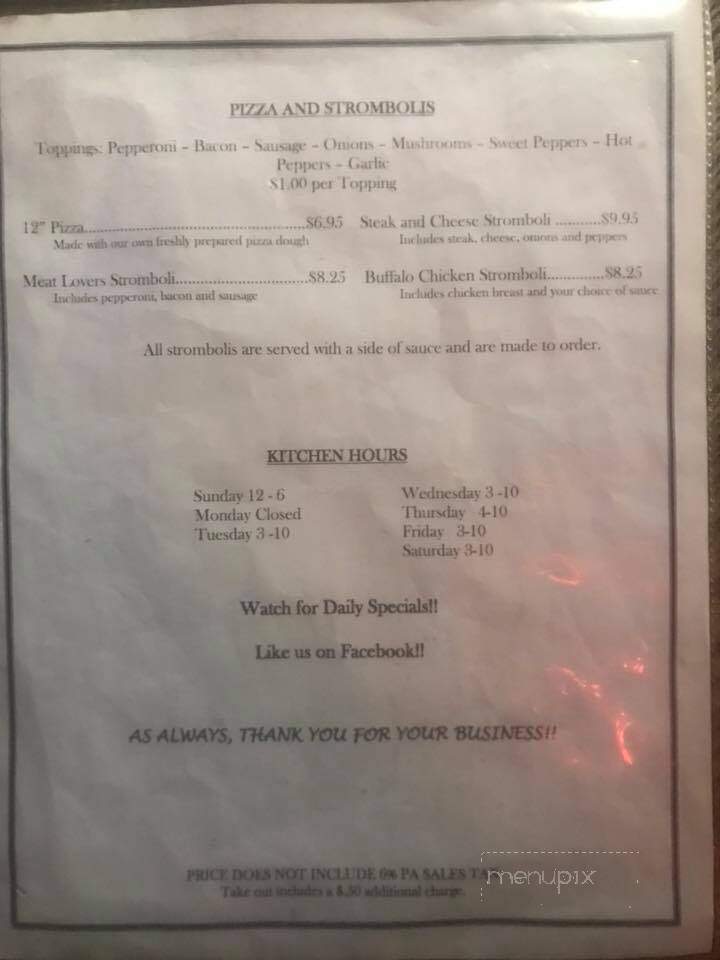 Leisure Tavern - Wilkes Barre, PA menu_pic