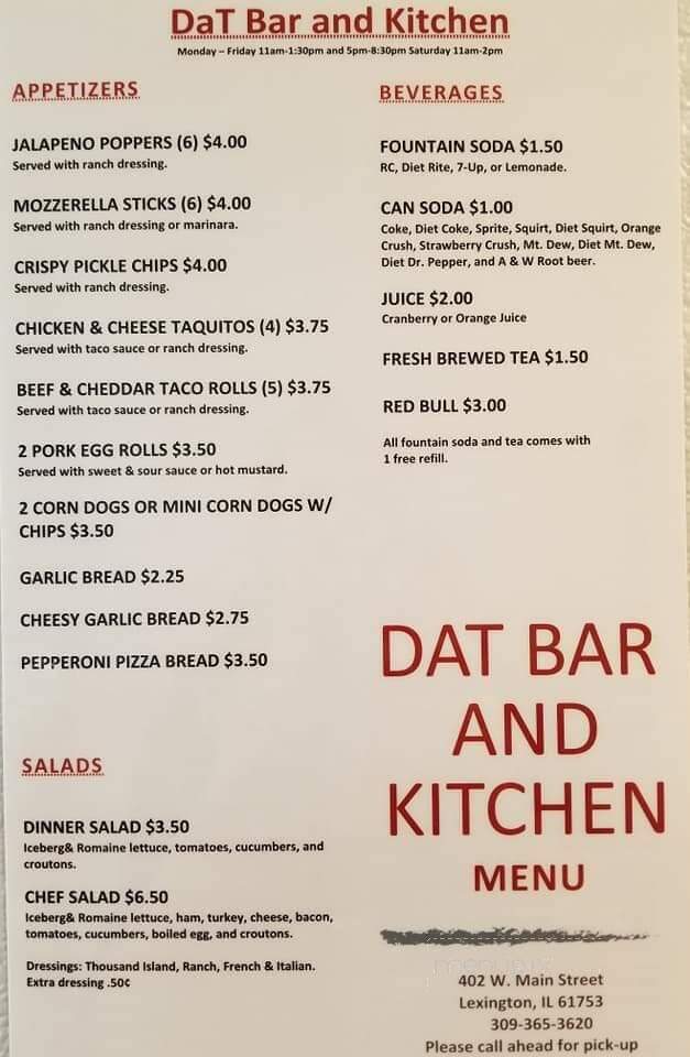 DaT Bar At The End Row - Lexington, IL menu_pic