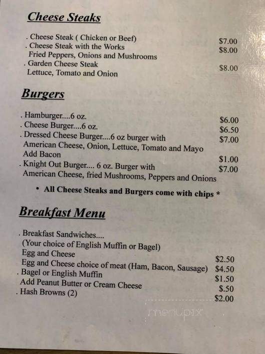 Knight Out - Towanda, PA menu_pic