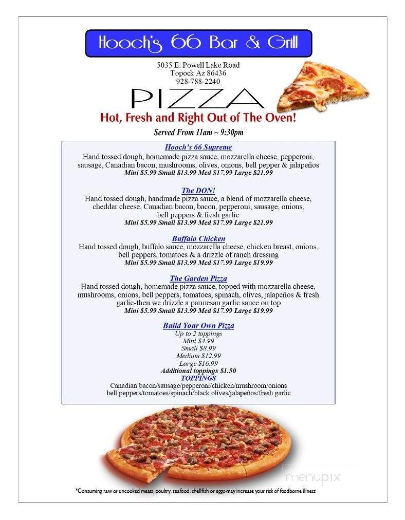Hooch's River Grill - Topock, AZ menu_pic