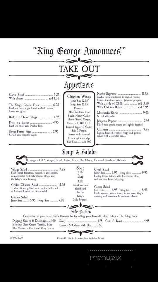King Georges Arms - Toronto, ON menu_pic