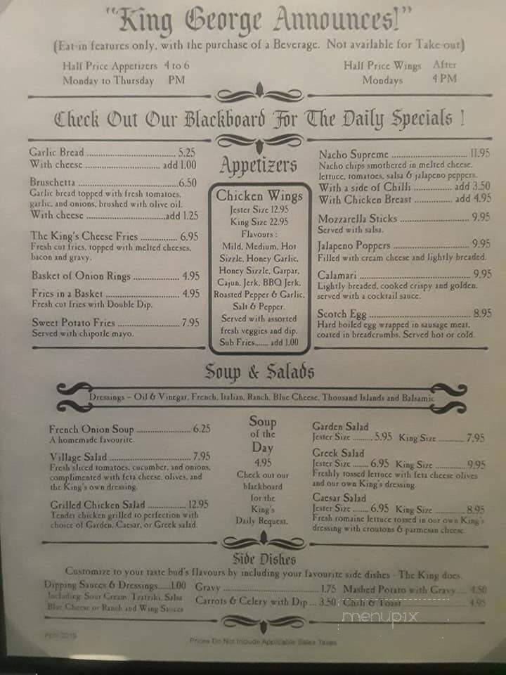 King Georges Arms - Toronto, ON menu_pic