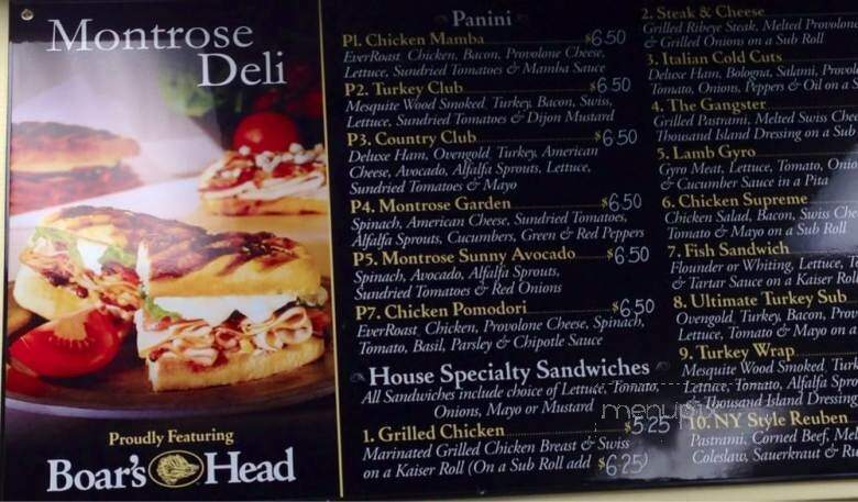 Montrose Deli - Rockville, MD menu_pic