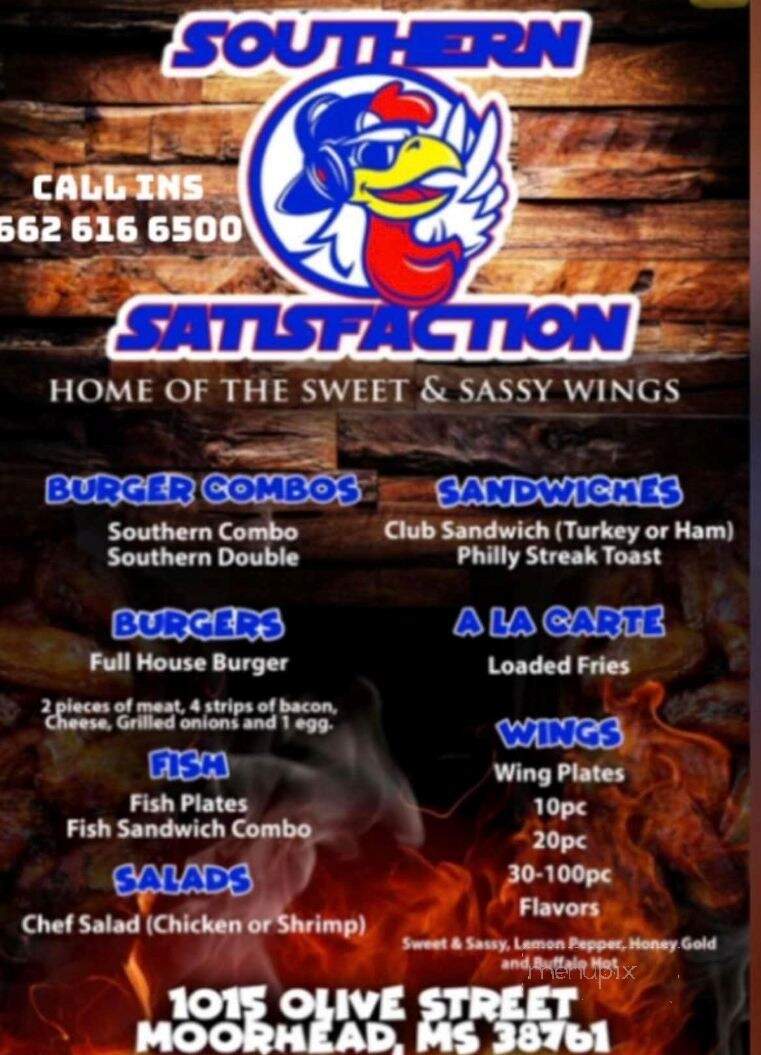 Southern Satisfaction Restaurant - Moorhead, MS menu_pic
