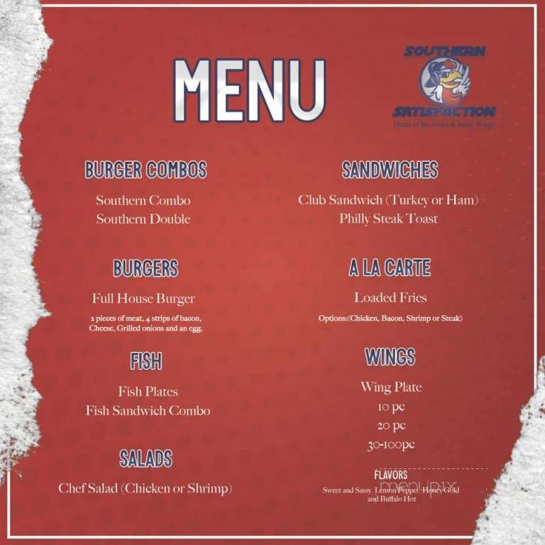 Southern Satisfaction Restaurant - Moorhead, MS menu_pic