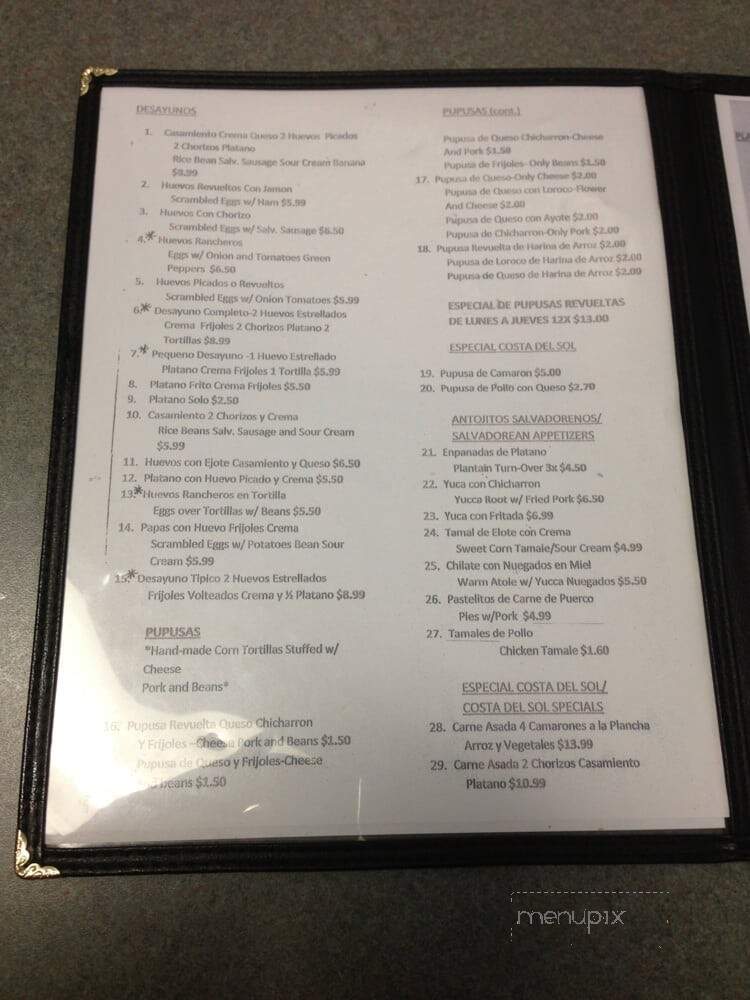 La Costa Del Sol - Las Vegas, NV menu_pic