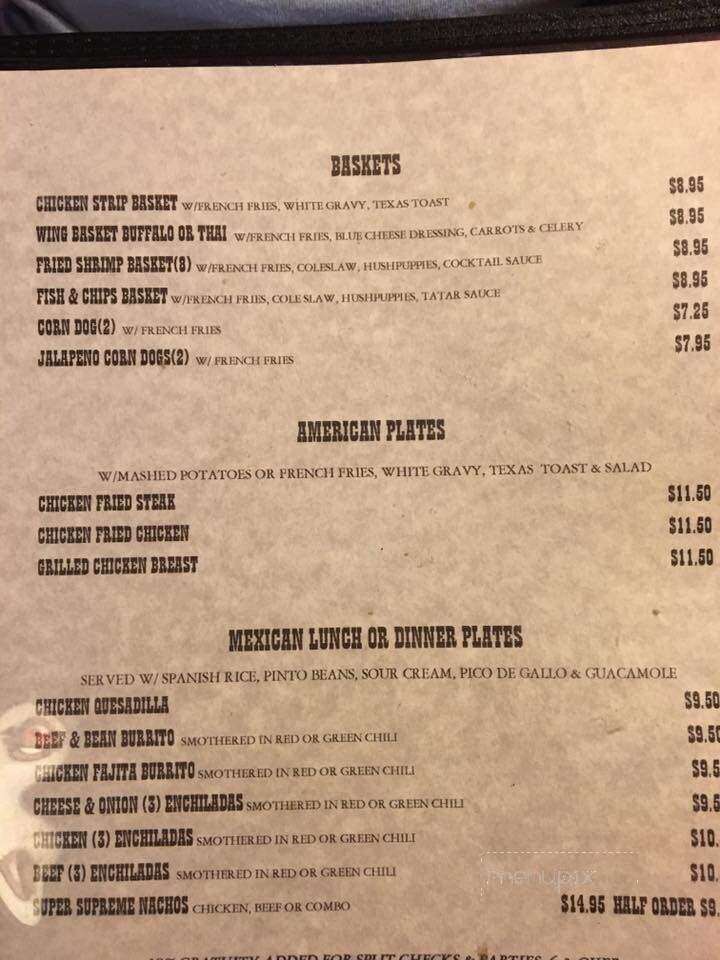 Old Timers Cafe - Red River, NM menu_pic