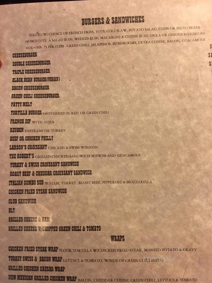 Old Timers Cafe - Red River, NM menu_pic