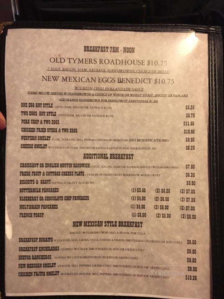 Old Timers Cafe - Red River, NM menu_pic