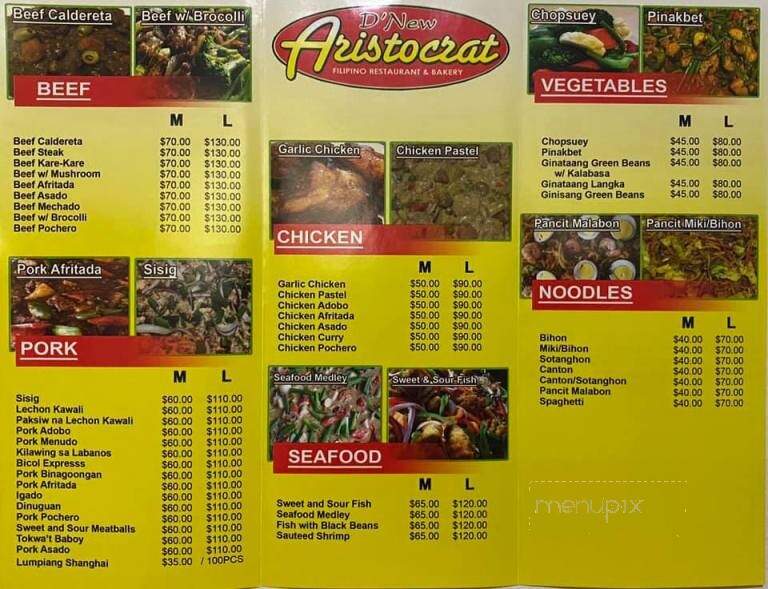 New Aristocrat Restaurant - Los Angeles, CA menu_pic