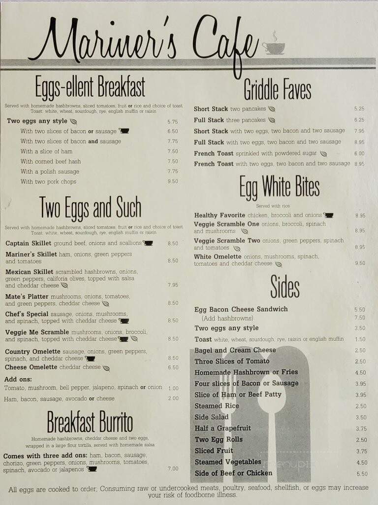Mariner's Coffee Shop - Newport Beach, CA menu_pic