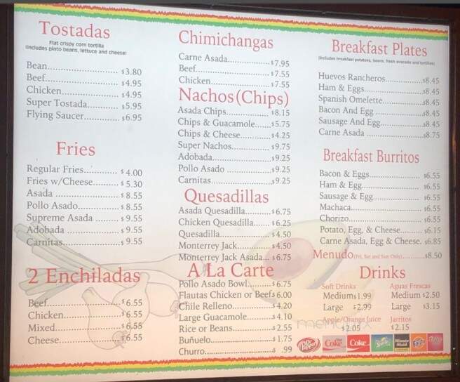 Alvaro's Mexican Food - San Diego, CA menu_pic