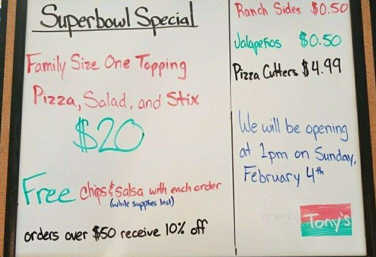 Tony's Take N Bake Pizza - Los Molinos, CA menu_pic
