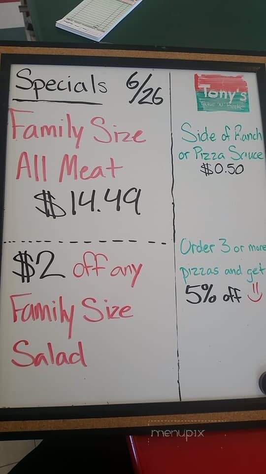 Tony's Take N Bake Pizza - Los Molinos, CA menu_pic
