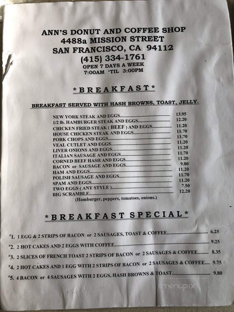 Ann's Doughnut Coffee Shop - San Francisco, CA