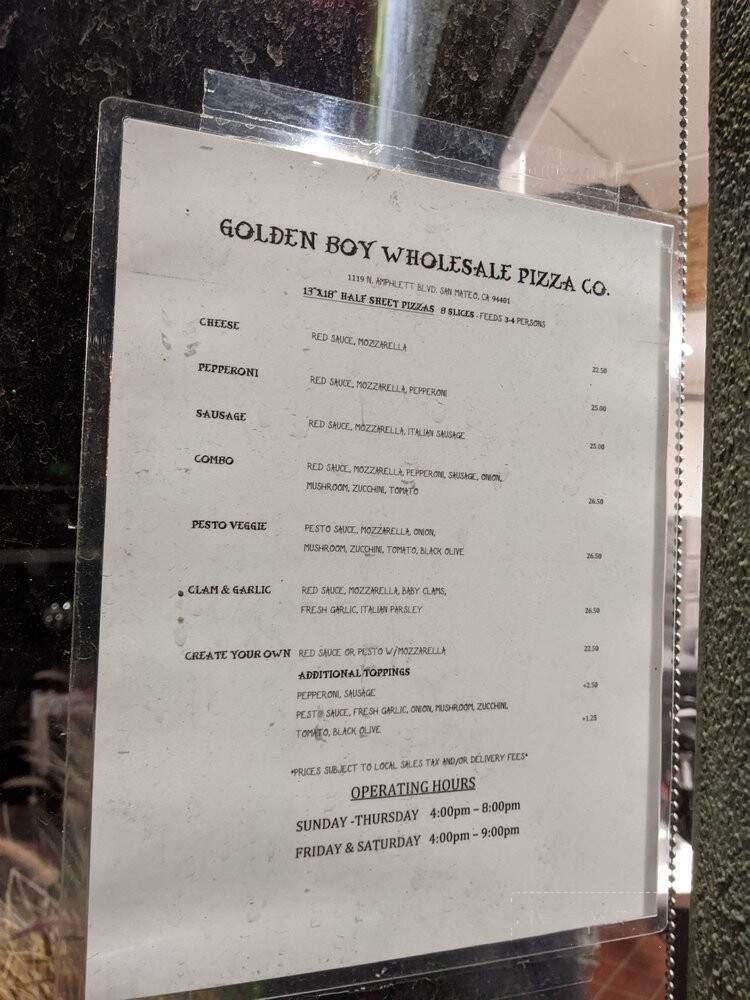 Golden Boy Pizza - San Mateo, CA menu_pic