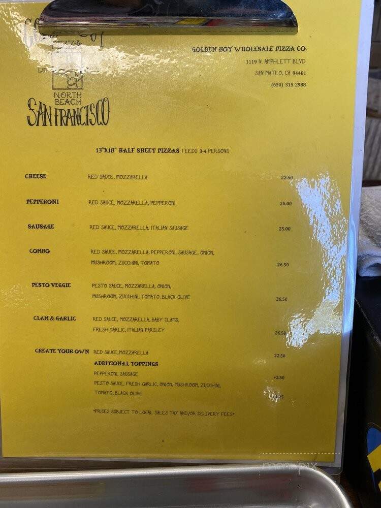 Golden Boy Pizza - San Mateo, CA menu_pic