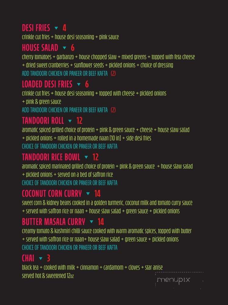 Desilicious - Portland, OR menu_pic